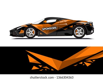 Car decal wrap design template vector illustration. Background abstract stripe racing sport graphic designs kit for race car, rally, vehicle, livery and adventure