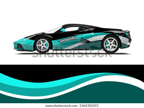 車のデカル転写ラップデザインテンプレートベクターイラスト レースカー ラリー 車両 ライブリー アドベンチャー用の背景抽象的なストライプレーススポーツグラフィックデザインキット のベクター画像素材 ロイヤリティフリー