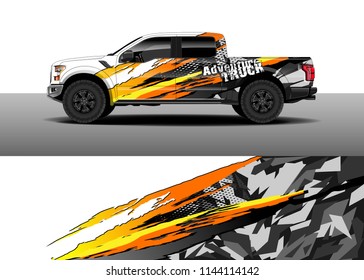 Car decal wrap design, truck and cargo van wrap vector. Graphic abstract stripe designs for vehicle, race, advertisement, adventure and livery car