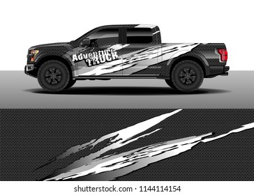 Car decal wrap design, truck and cargo van wrap vector. Graphic abstract stripe designs for vehicle, race, advertisement, adventure and livery car