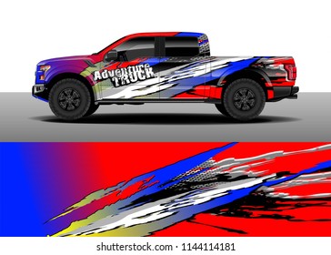 Car decal wrap design, truck and cargo van wrap vector. Graphic abstract stripe designs for vehicle, race, advertisement, adventure and livery car