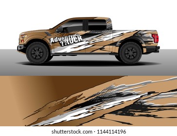 Car decal wrap design, truck and cargo van wrap vector. Graphic abstract stripe designs for vehicle, race, advertisement, adventure and livery car