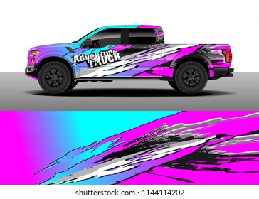 Car decal wrap design, truck and cargo van wrap vector. Graphic abstract stripe designs for vehicle, race, advertisement, adventure and livery car