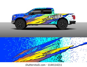 Car decal wrap design, truck and cargo van wrap vector. Graphic abstract stripe designs for vehicle, race, advertisement, adventure and livery car