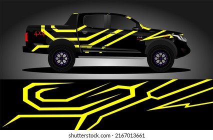 Car decal wrap design, truck and cargo van wrap vector. Graphic abstract stripe designs for vehicle, race, advertisement, adventure and livery car