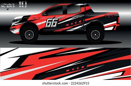 Car decal wrap design, truck and cargo van wrap vector. Graphic abstract stripe designs for vehicle, race, advertisement, adventure and livery car