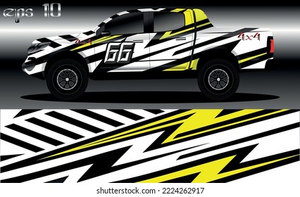 Car decal wrap design, truck and cargo van wrap vector. Graphic abstract stripe designs for vehicle, race, advertisement, adventure and livery car