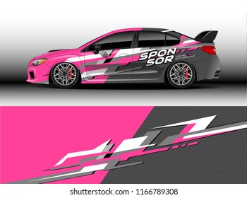 Car decal wrap design vector. Graphic abstract stripe racing background kit designs for vehicle, race car, rally, adventure and livery