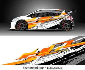 Car decal wrap design vector. Graphic abstract stripe racing background kit designs for wrap vehicle, race car, rally, adventure and livery