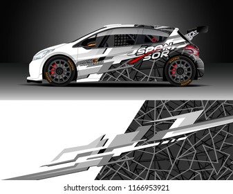 Car decal wrap design vector. Graphic abstract stripe racing background kit designs for wrap vehicle, race car, rally, adventure and livery