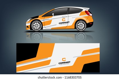 Car Decal Wrap Design Vector. Graphic Abstract Stripe Racing Background Kit Designs For Vehicle, Race Car, Rally, Adventure And Livery