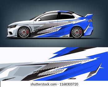 Car decal wrap design vector. Graphic abstract stripe racing background kit designs for vehicle, race car, rally, adventure and livery