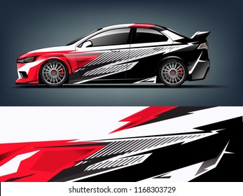 Car decal wrap design vector. Graphic abstract stripe racing background kit designs for vehicle, race car, rally, adventure and livery