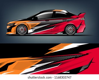 Car decal wrap design vector. Graphic abstract stripe racing background kit designs for vehicle, race car, rally, adventure and livery