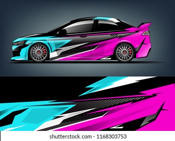 Car decal wrap design vector. Graphic abstract stripe racing background kit designs for vehicle, race car, rally, adventure and livery