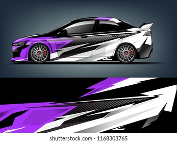 Car decal wrap design vector. Graphic abstract stripe racing background kit designs for vehicle, race car, rally, adventure and livery