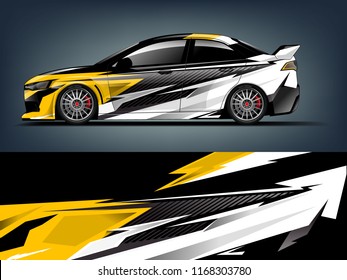 Car decal wrap design vector. Graphic abstract stripe racing background kit designs for vehicle, race car, rally, adventure and livery