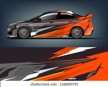 Car decal wrap design vector. Graphic abstract stripe racing background kit designs for vehicle, race car, rally, adventure and livery