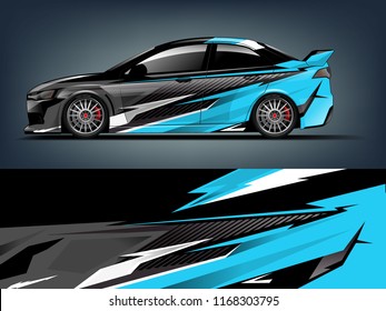 Car decal wrap design vector. Graphic abstract stripe racing background kit designs for vehicle, race car, rally, adventure and livery