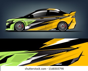 Car decal wrap design vector. Graphic abstract stripe racing background kit designs for vehicle, race car, rally, adventure and livery