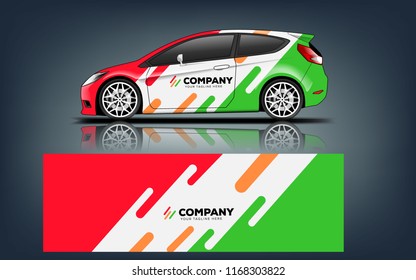 Car decal wrap design vector. Graphic abstract stripe racing background kit designs for vehicle, race car, rally, adventure and livery