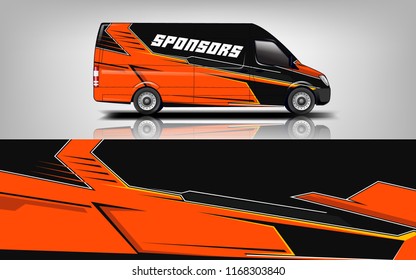 Car decal wrap design vector. Graphic abstract stripe racing background kit designs for vehicle, race car, rally, adventure and livery