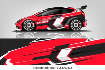 Car decal wrap design vector. Graphic abstract stripe racing background kit designs for vehicle, race car, rally, adventure and livery