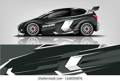 Car decal wrap design vector. Graphic abstract stripe racing background kit designs for vehicle, race car, rally, adventure and livery