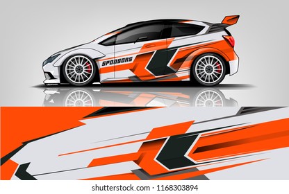 Car decal wrap design vector. Graphic abstract stripe racing background kit designs for vehicle, race car, rally, adventure and livery