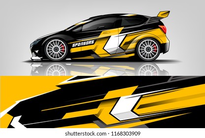 Car decal wrap design vector. Graphic abstract stripe racing background kit designs for vehicle, race car, rally, adventure and livery - Shutterstock ID 1168303909