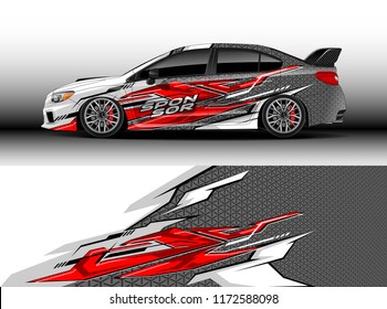 Car decal wrap design vector. Graphic abstract stripe racing background kit designs for wrap vehicle, race car, rally, adventure and livery