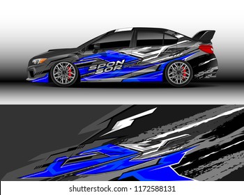 Car decal wrap design vector. Graphic abstract stripe racing background kit designs for wrap vehicle, race car, rally, adventure and livery