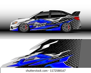 Car decal wrap design vector. Graphic abstract stripe racing background kit designs for wrap vehicle, race car, rally, adventure and livery