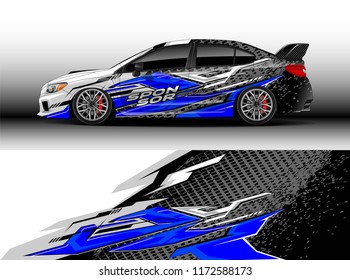 Car decal wrap design vector. Graphic abstract stripe racing background kit designs for wrap vehicle, race car, rally, adventure and livery