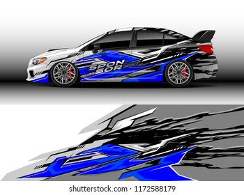Car decal wrap design vector. Graphic abstract stripe racing background kit designs for wrap vehicle, race car, rally, adventure and livery
