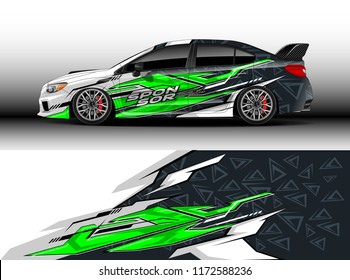 Car decal wrap design vector. Graphic abstract stripe racing background kit designs for wrap vehicle, race car, rally, adventure and livery