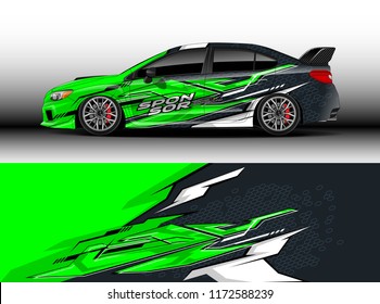 Car decal wrap design vector. Graphic abstract stripe racing background kit designs for wrap vehicle, race car, rally, adventure and livery