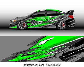 Car decal wrap design vector. Graphic abstract stripe racing background kit designs for wrap vehicle, race car, rally, adventure and livery