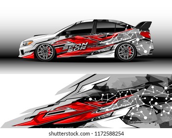 Car decal wrap design vector. Graphic abstract stripe racing background kit designs for wrap vehicle, race car, rally, adventure and livery