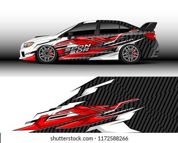 Car decal wrap design vector. Graphic abstract stripe racing background kit designs for wrap vehicle, race car, rally, adventure and livery