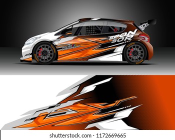 Car decal wrap design vector. Graphic abstract stripe racing background kit designs for wrap vehicle, race car, rally, adventure and livery