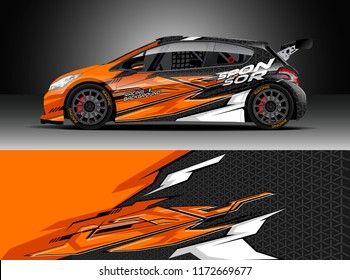 Car decal wrap design vector. Graphic abstract stripe racing background kit designs for wrap vehicle, race car, rally, adventure and livery