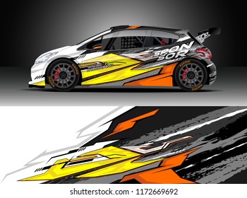 Car decal wrap design vector. Graphic abstract stripe racing background kit designs for wrap vehicle, race car, rally, adventure and livery