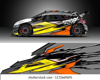 Car decal wrap design vector. Graphic abstract stripe racing background kit designs for wrap vehicle, race car, rally, adventure and livery
