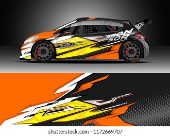 Car decal wrap design vector. Graphic abstract stripe racing background kit designs for wrap vehicle, race car, rally, adventure and livery