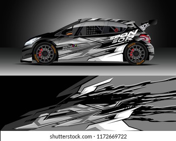 Car decal wrap design vector. Graphic abstract stripe racing background kit designs for wrap vehicle, race car, rally, adventure and livery