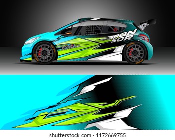 Car decal wrap design vector. Graphic abstract stripe racing background kit designs for wrap vehicle, race car, rally, adventure and livery