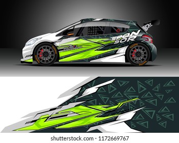 Car decal wrap design vector. Graphic abstract stripe racing background kit designs for wrap vehicle, race car, rally, adventure and livery