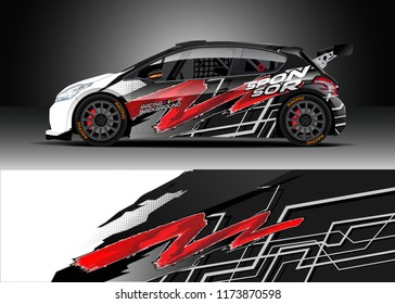 Car decal wrap design vector. Graphic abstract stripe racing background kit designs for wrap vehicle, race car, rally, adventure and livery