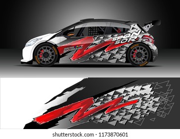 Car decal wrap design vector. Graphic abstract stripe racing background kit designs for wrap vehicle, race car, rally, adventure and livery